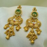 Antique Gold-Plated Temple Necklace Set with Lakshmi Motif & Statement Chand Pendant - Image 3