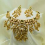 Antique Gold-Plated Temple Necklace Set with Lakshmi Motif & Statement Chand Pendant - Image 2