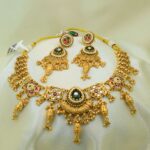 Women Gold-Plated Ethnic Choker Jewellery Set with Earrings - Image 2