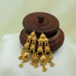 Women Gold-Plated Temple Design Ethnic Choker Jewellery Set with Earrings - Image 3