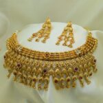 Women Gold-Plated Traditional Temple Choker Jewellery Set with Earrings - Image 2