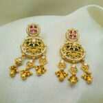 Women Gold-Plated Kundan Temple Choker Jewellery Set with Earrings - Image 3