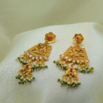 Traditional Rajwadi Gold-Plated Handcrafted Meenakari Jewellery Set with Beads & Pearls - Image 3